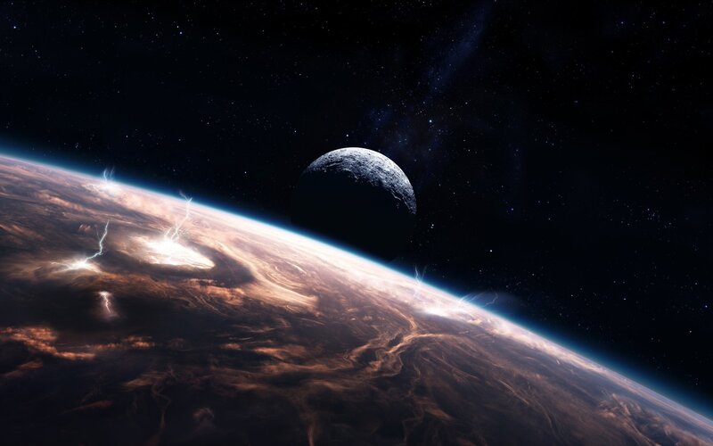 Planet with Lightning Storms — Brown