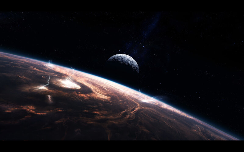 Planet with Lightning Storms