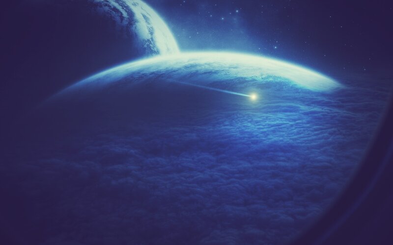 Planet with Meteor — Blue