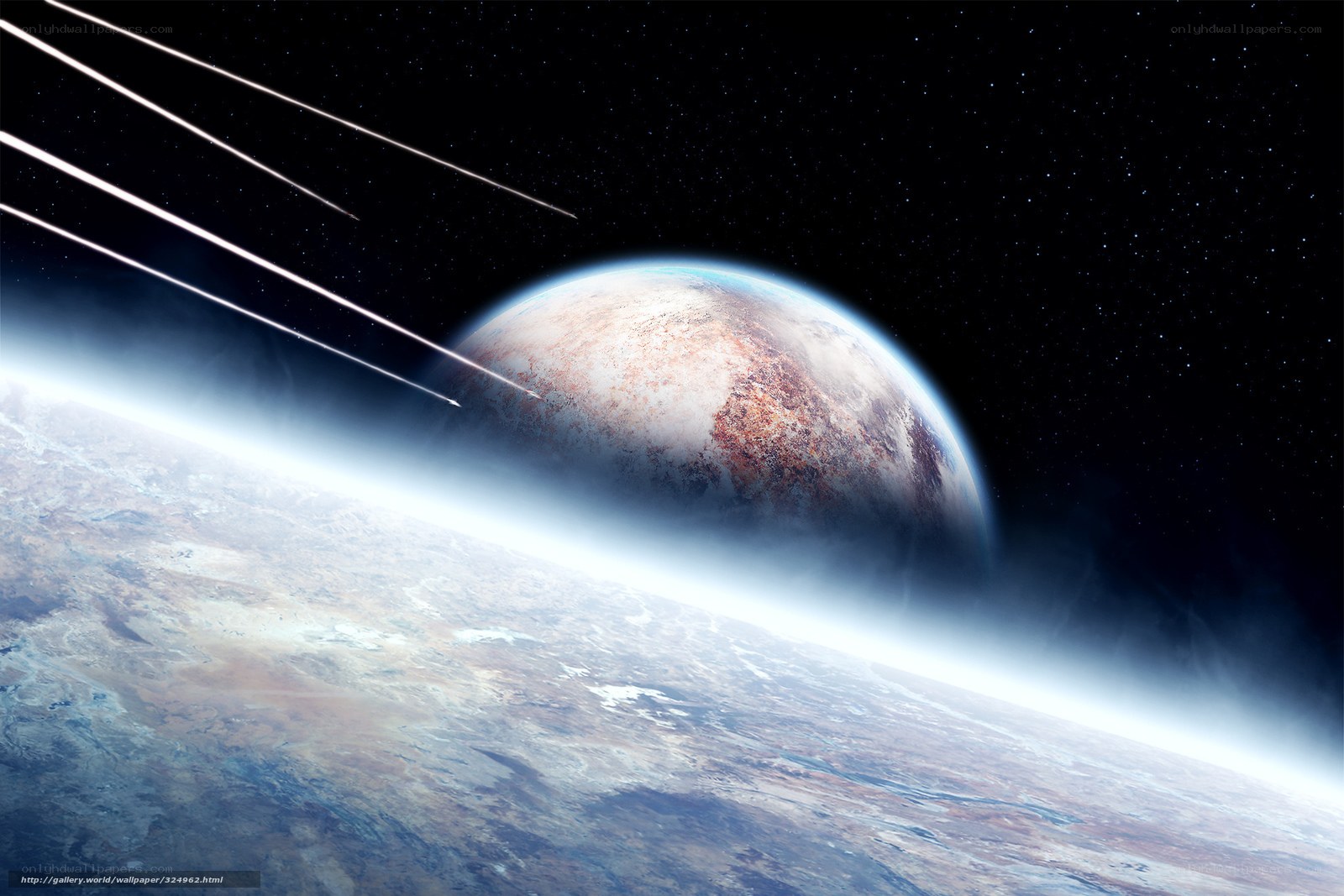 Planet with meteor shower