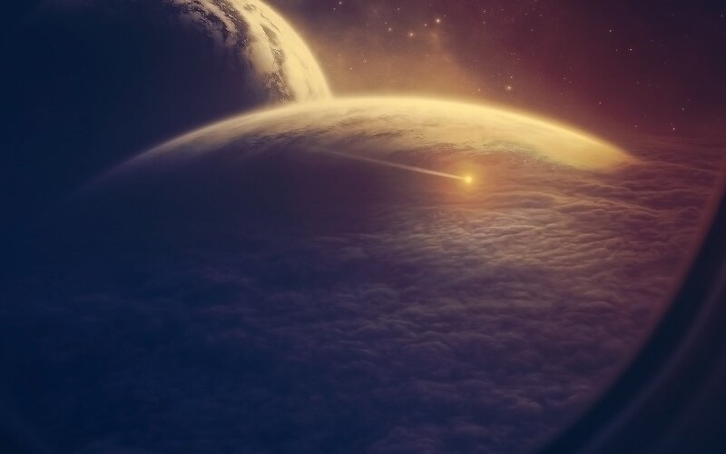 Planet with Meteor