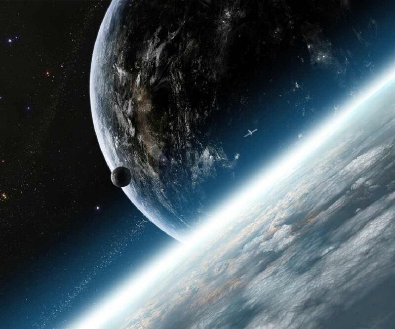 Planet with Moon and Satellite