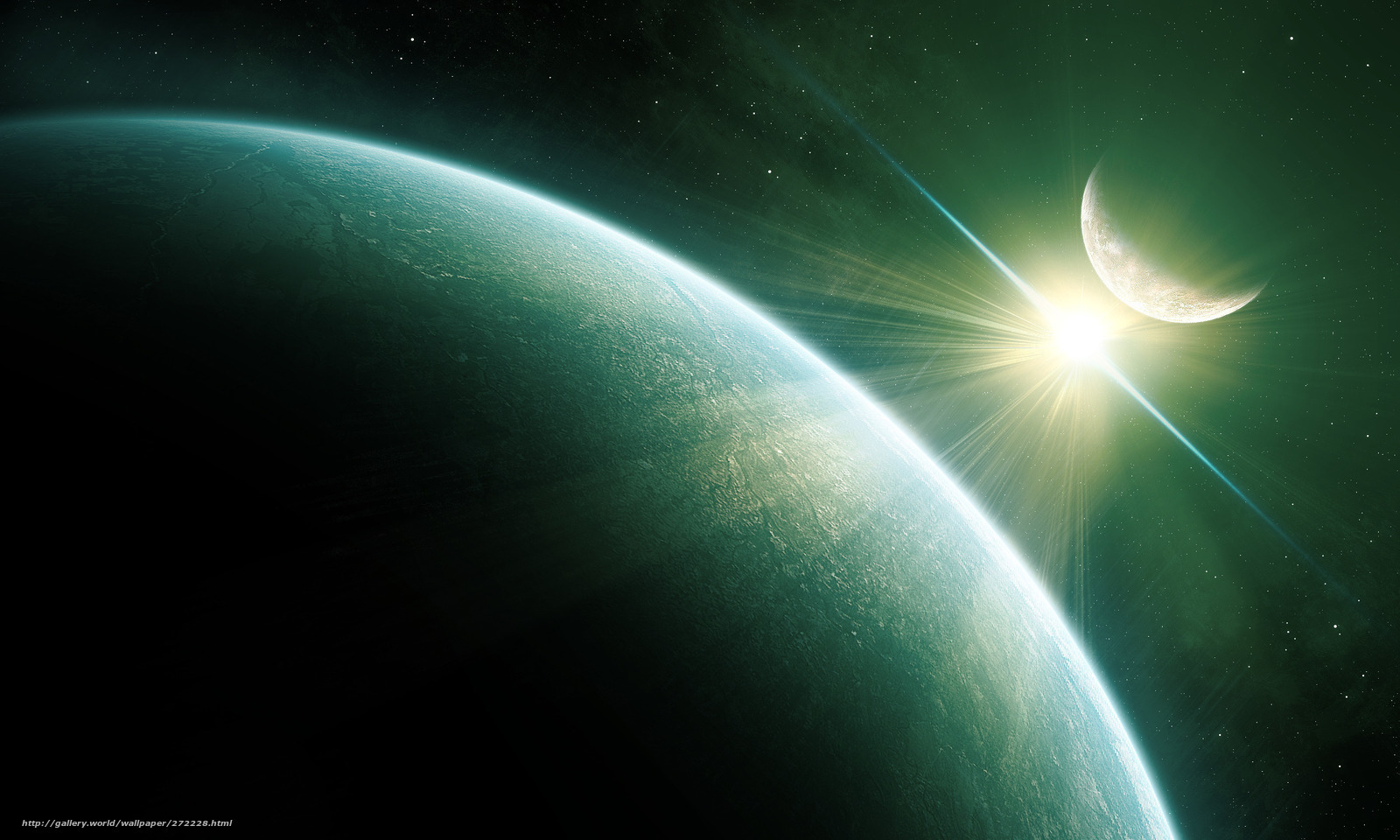 Planet with moon and star
