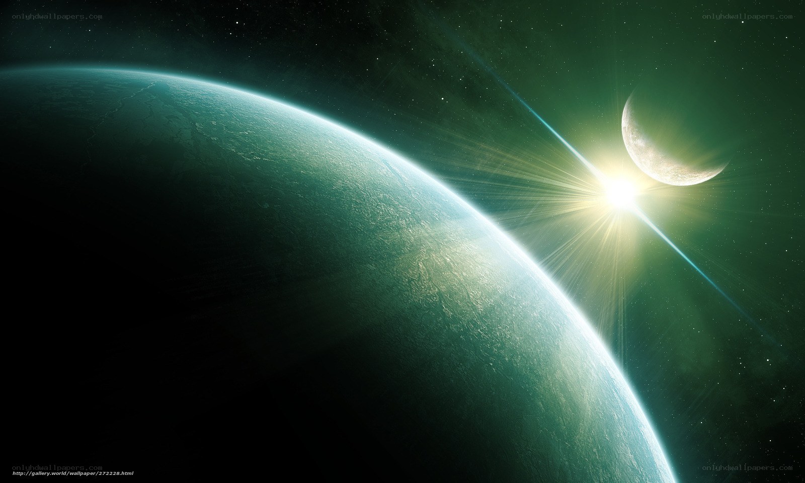 Planet with moon and star