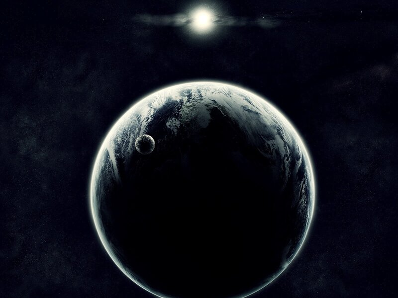 Planet with Moon — Black