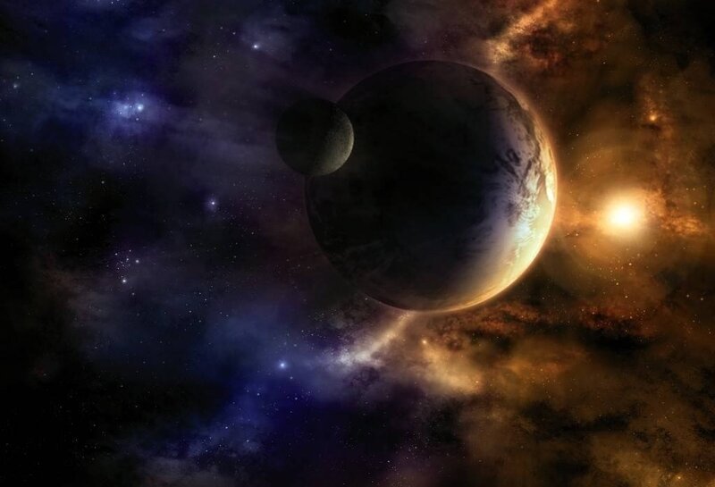 Planet with Moon — Blue