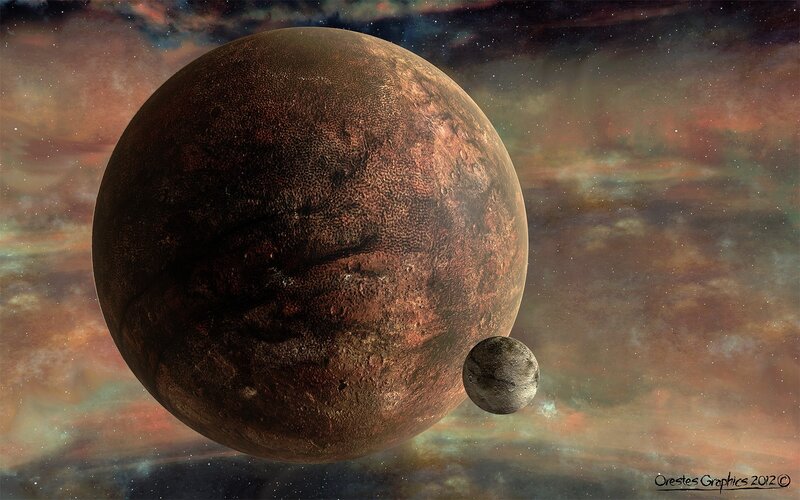 Planet with Moon — Brown