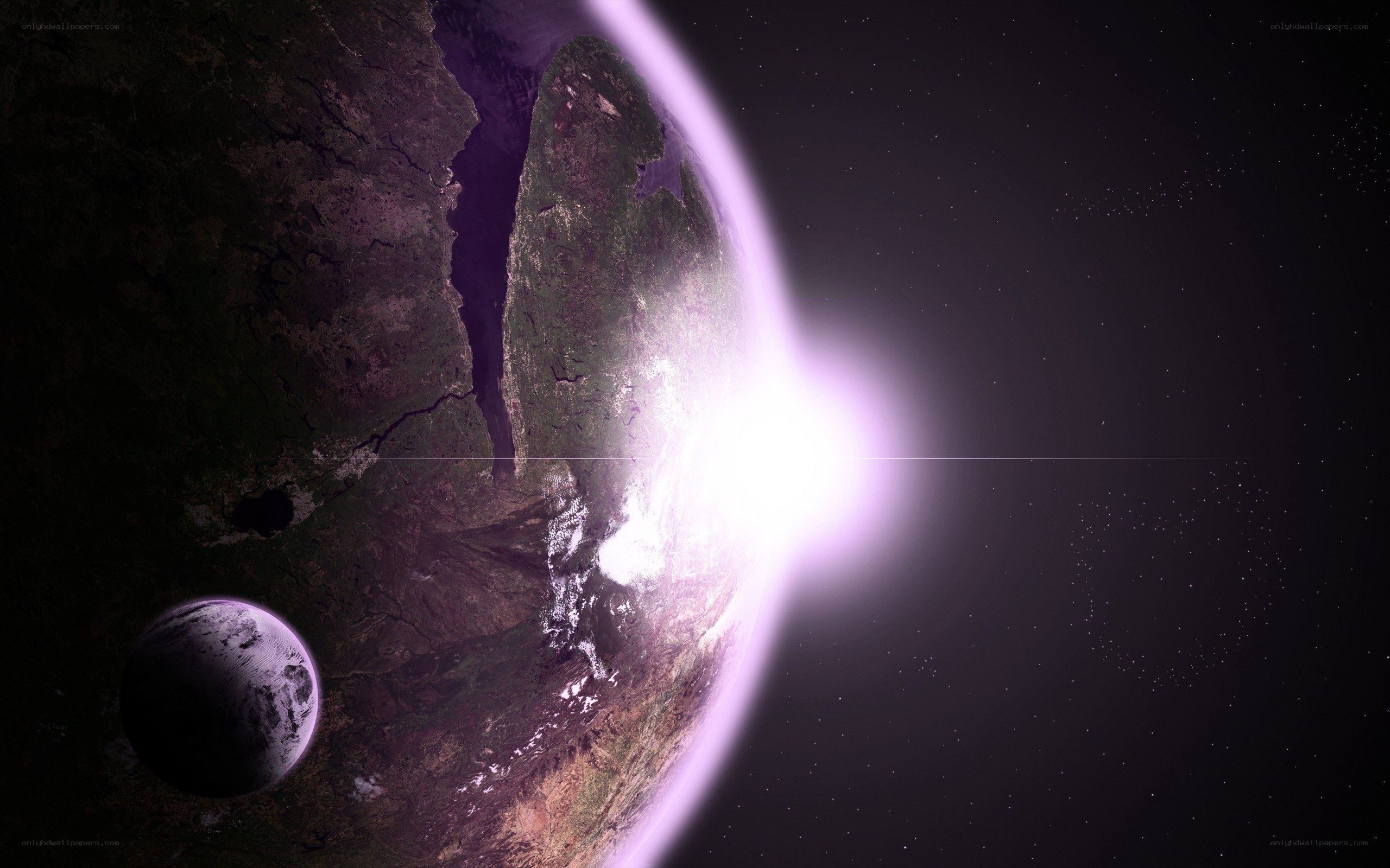 Planet with moon in space