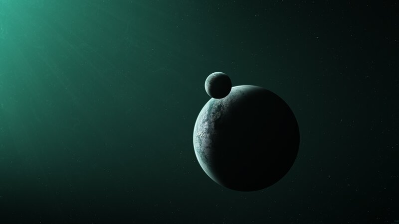 Planet with moon in space