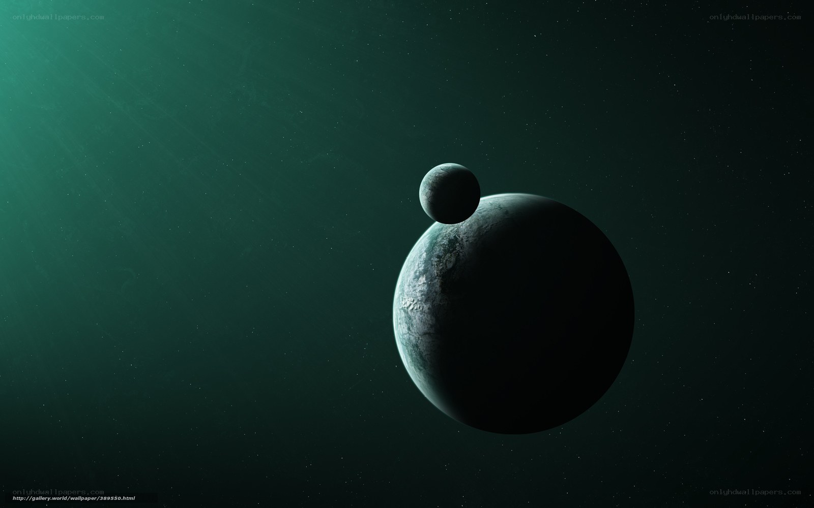 Planet with moon in space