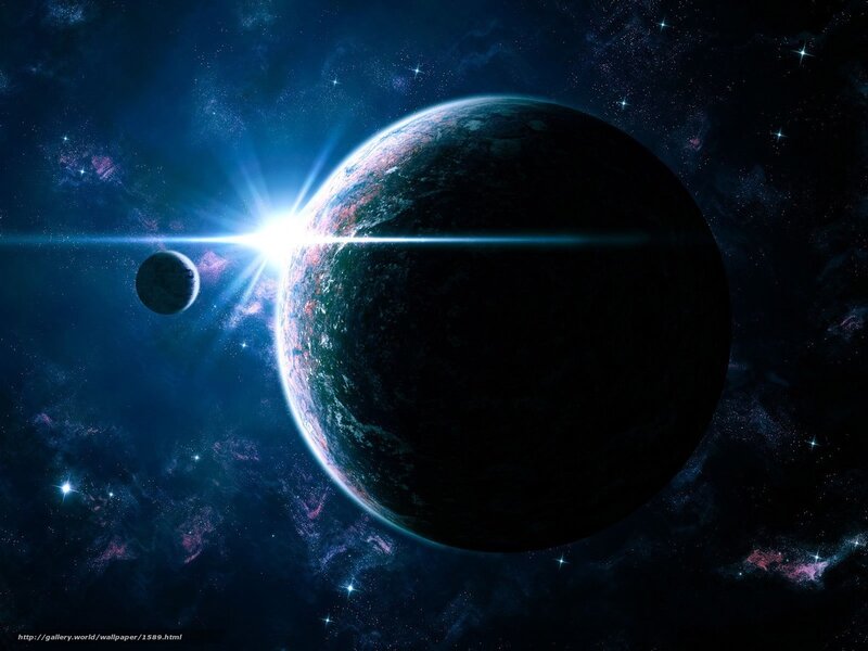 Planet with moon in space