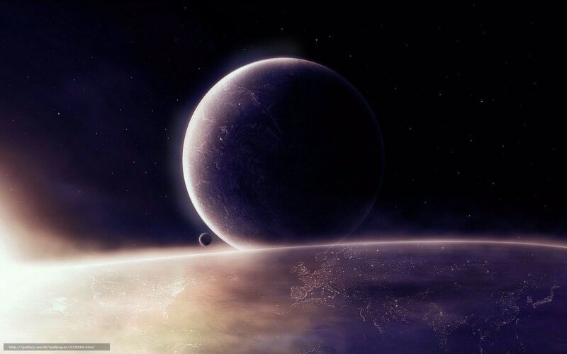 Planet with Moon — Purple, Dramatic