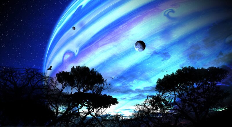 Planet with Moons and Trees