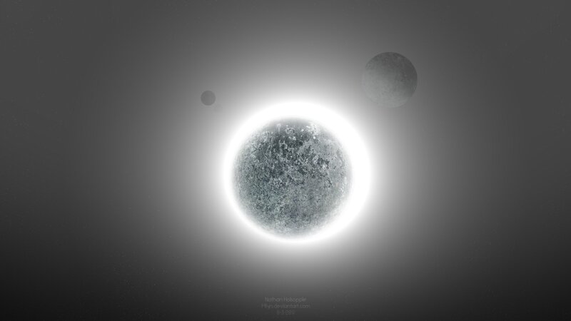 Planet with Moons — Gray, Dramatic
