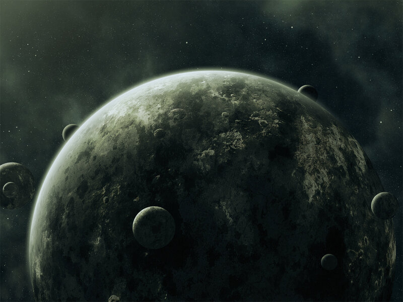 Planet with Moons — Gray