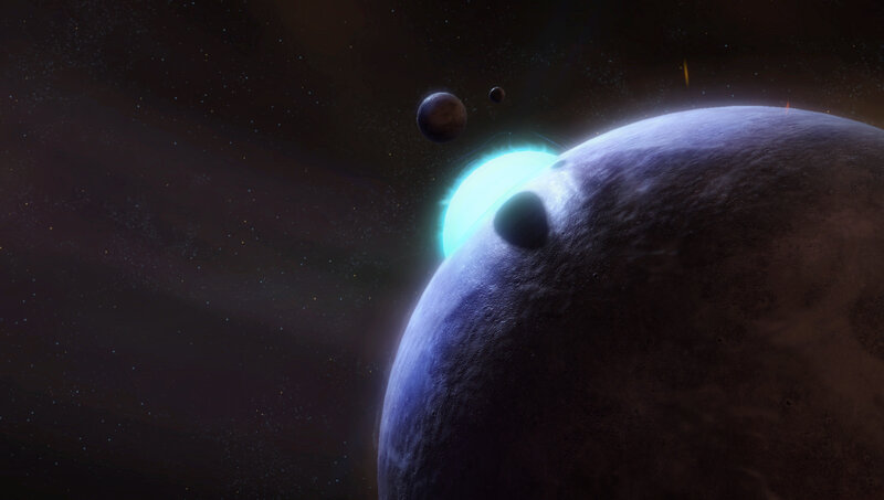 Planet with Moons — Purple, Dramatic, Digital Art, Stars