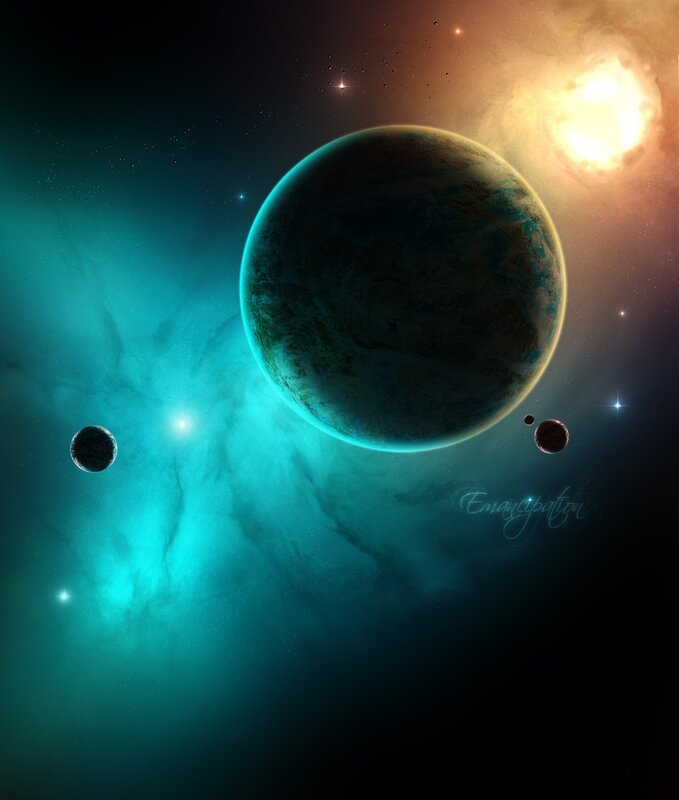 Planet with Moons — Teal