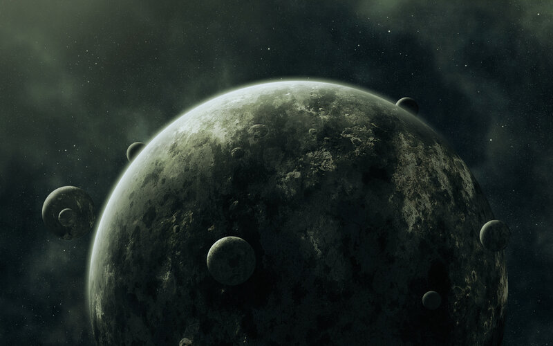 Planet with multiple moons