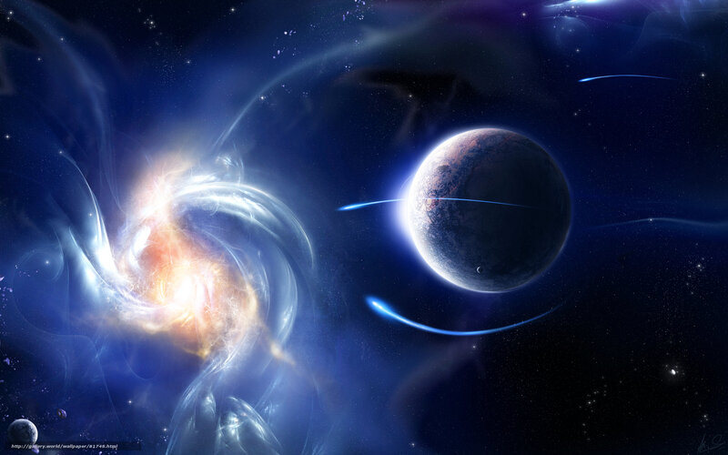 Planet with Nebula — Blue