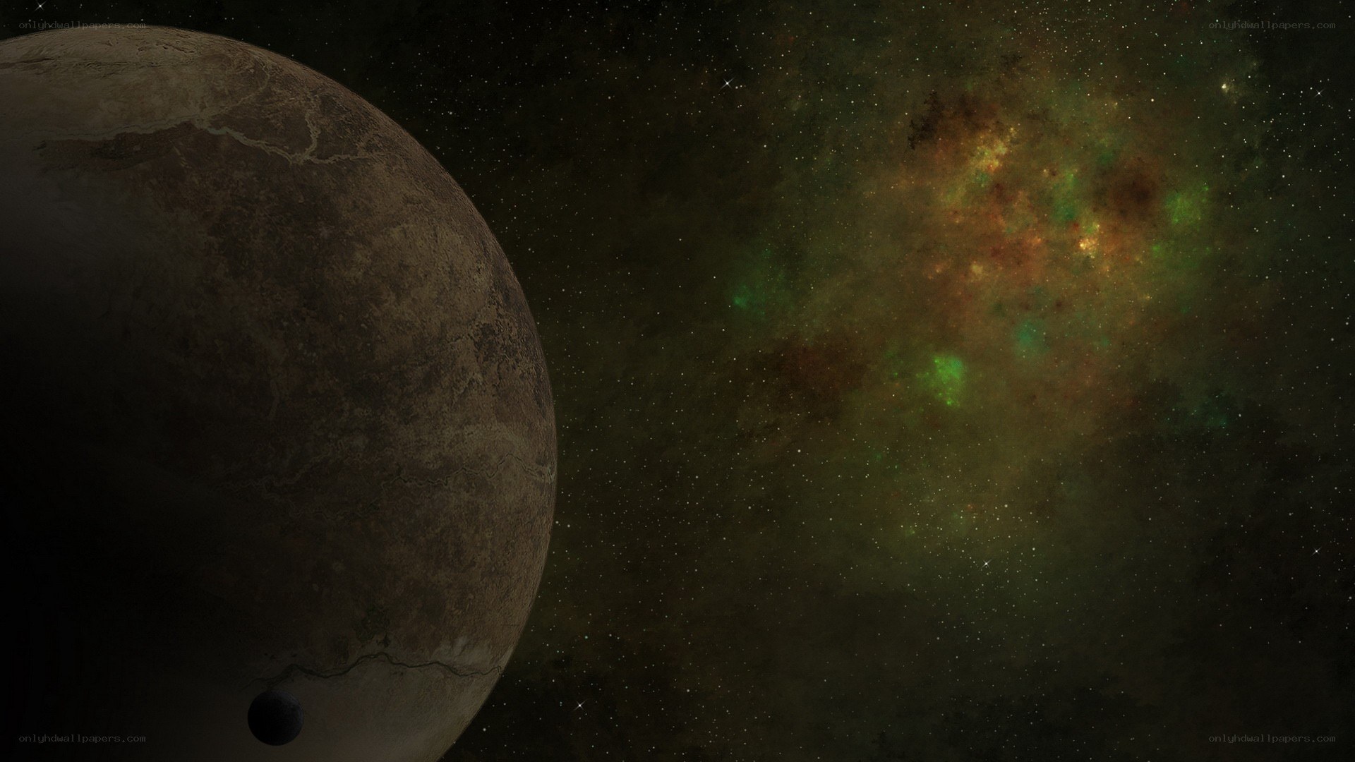 Planet with nebula in space