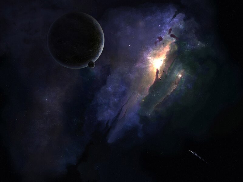 Planet with Nebula — Purple