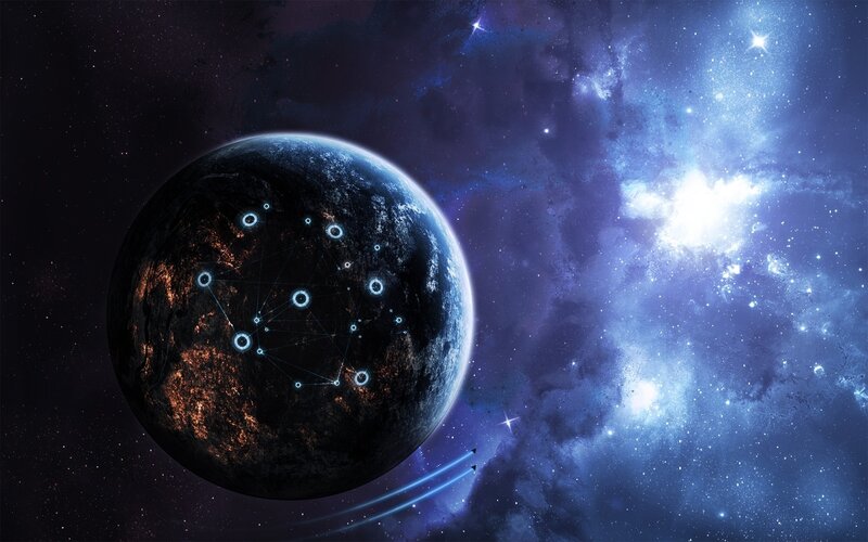 planet with network overlay