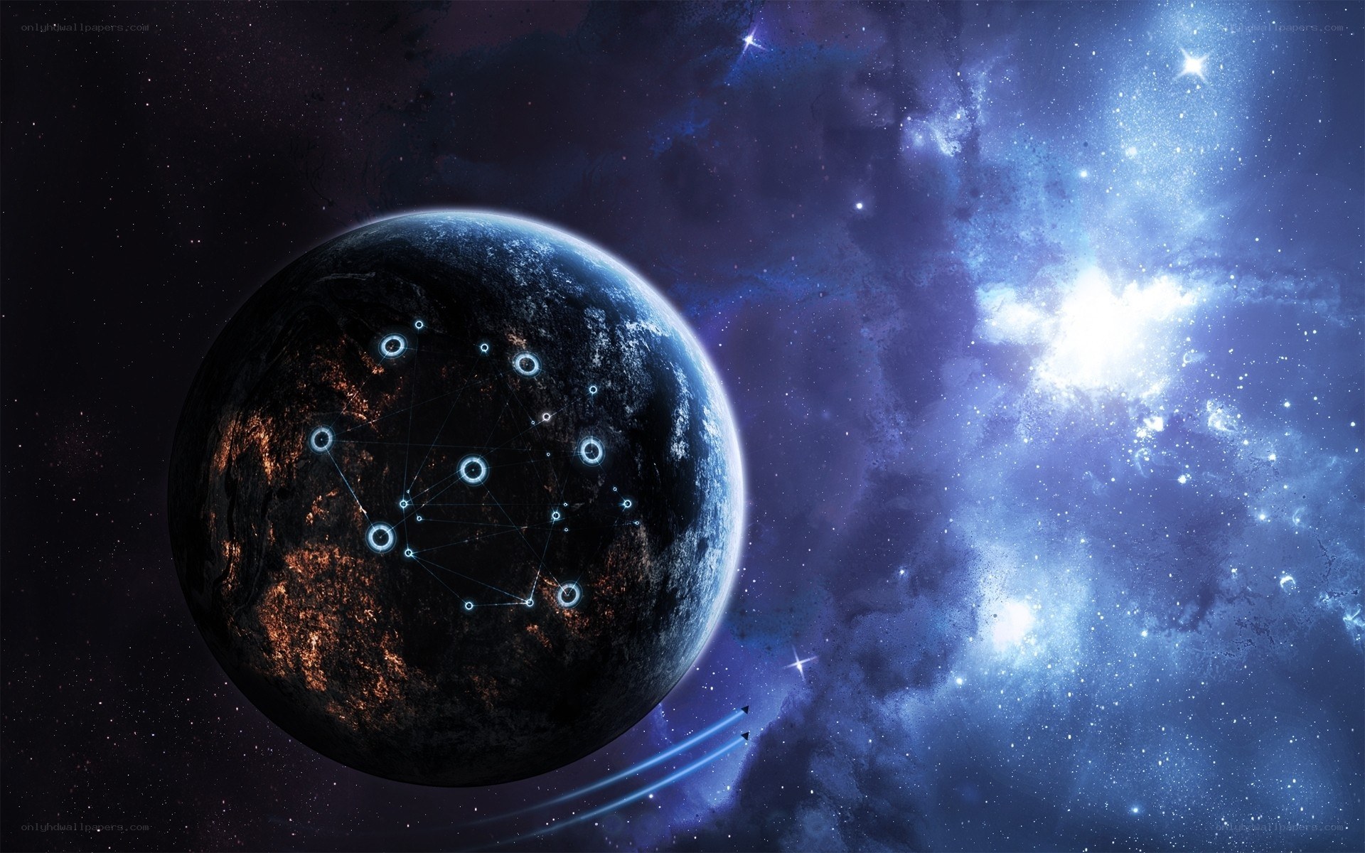 planet with network overlay