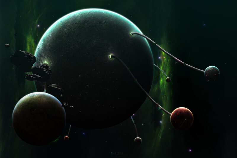 Planet with Orbiting Moons