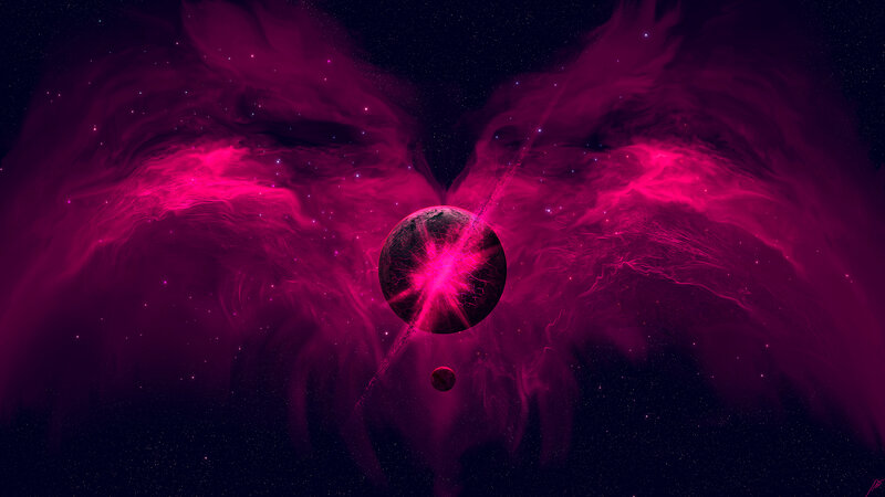 Planet with Pink Nebula