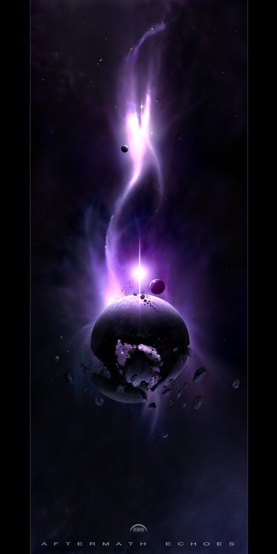 Planet with Purple Energy Beam