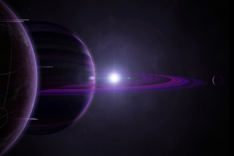 Planet with Purple Rings — Dramatic