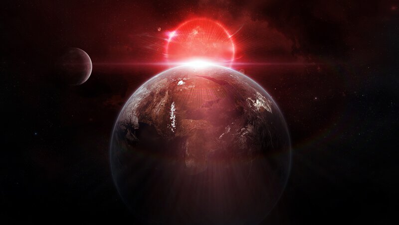 Planet with Red Sun