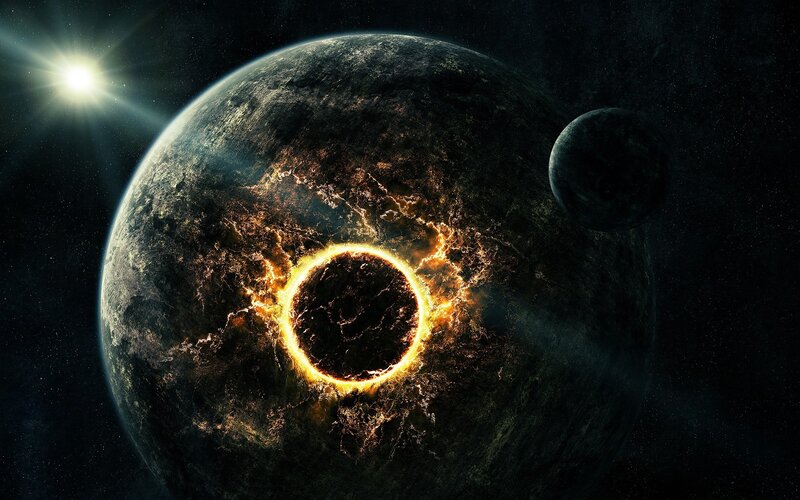 Planet with Ring of Fire — Black