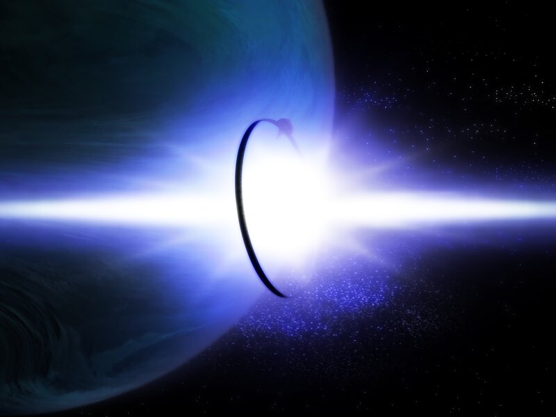 Planet with Ring System — Blue, Dramatic, Night