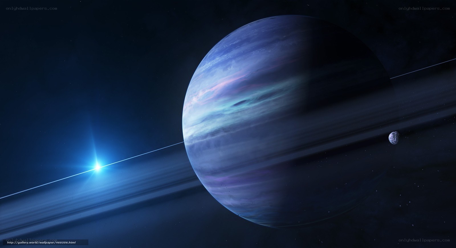 Planet with rings and moon