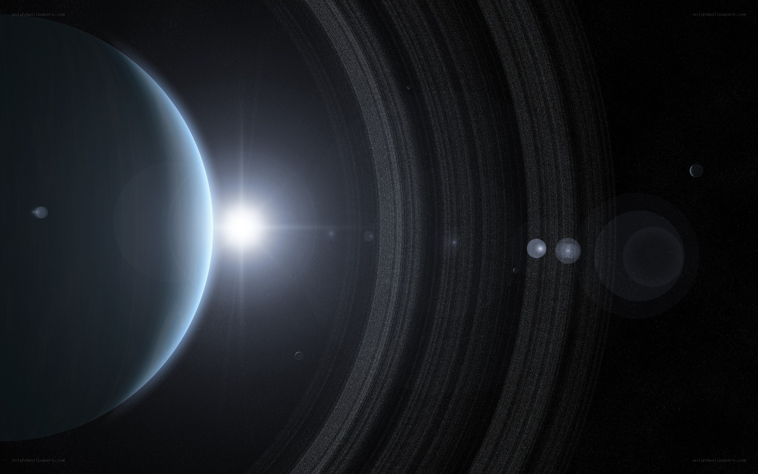 Planet with rings and moons