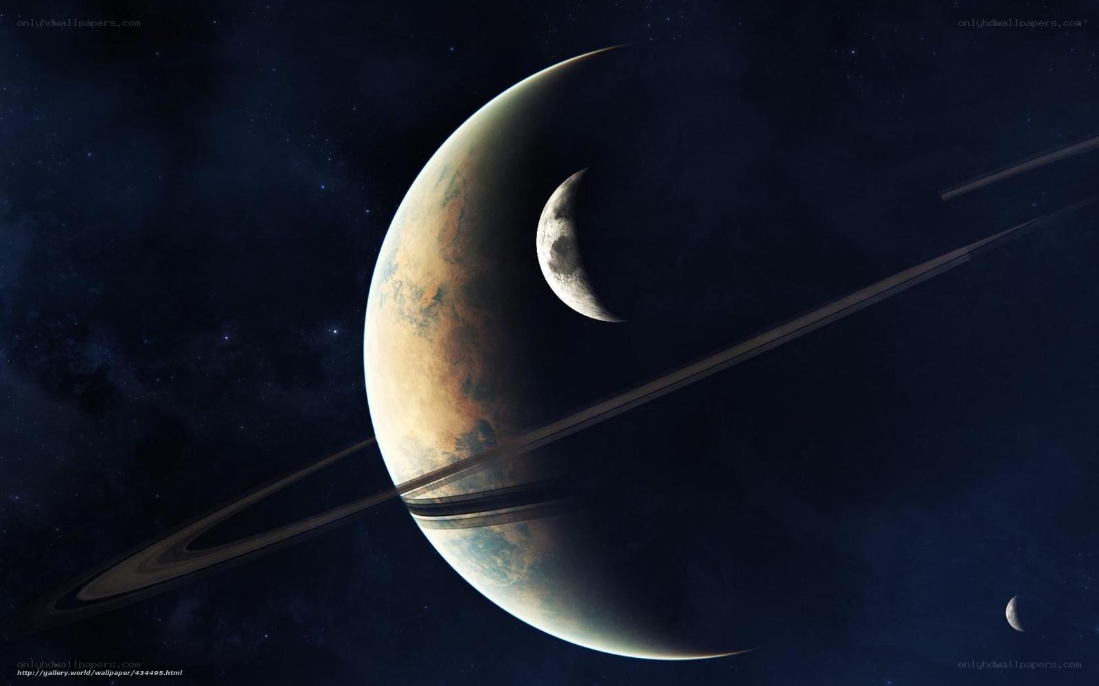 Planet with rings and moons