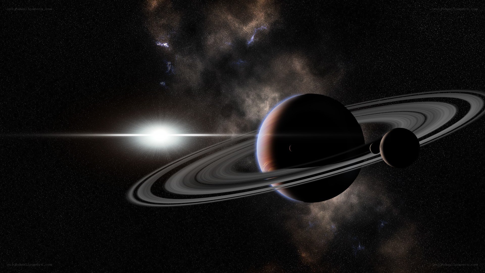 Planet with rings and moons