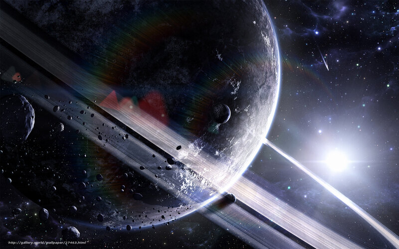Planet with Rings and Moons — Black