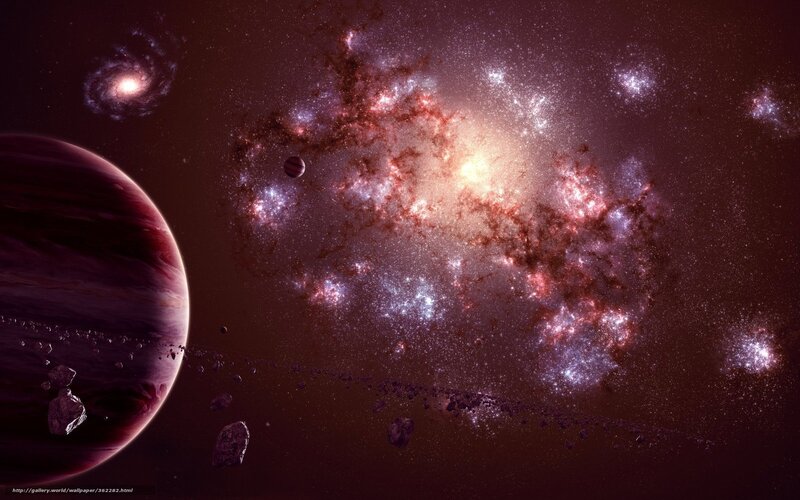 Planet with Rings and Nebula — Purple, Dramatic, Night