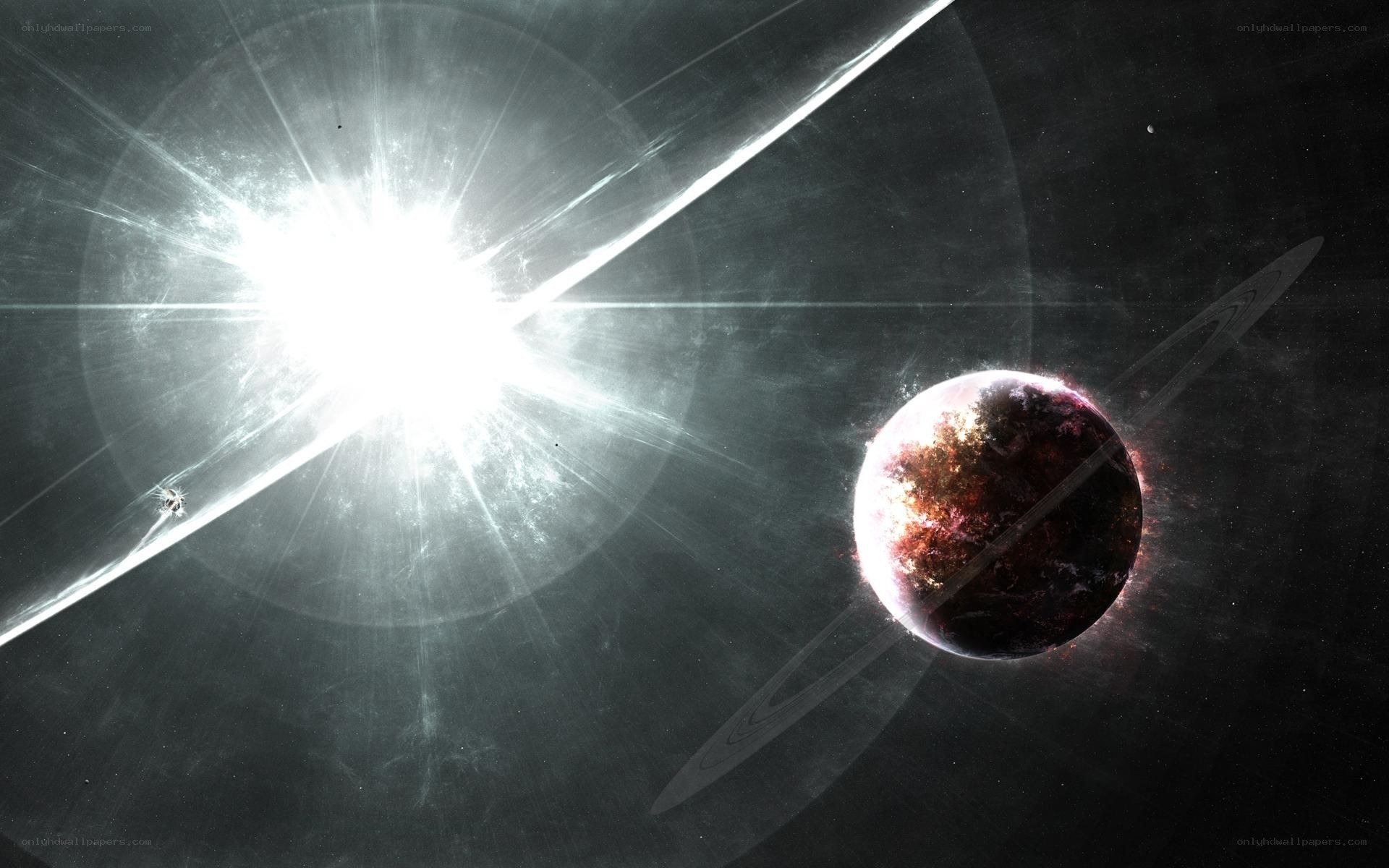 Planet with rings and star