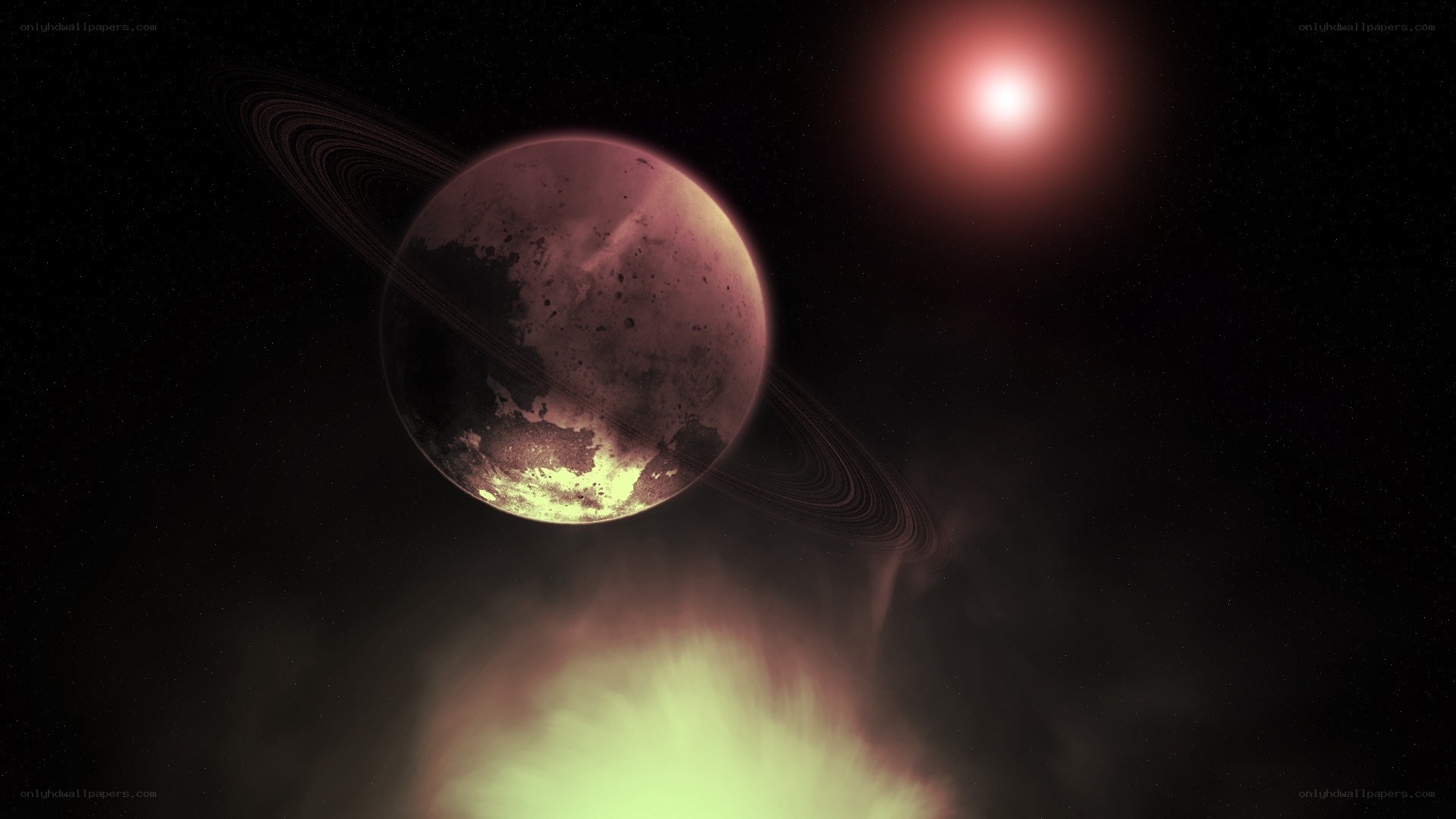 Planet with rings and star