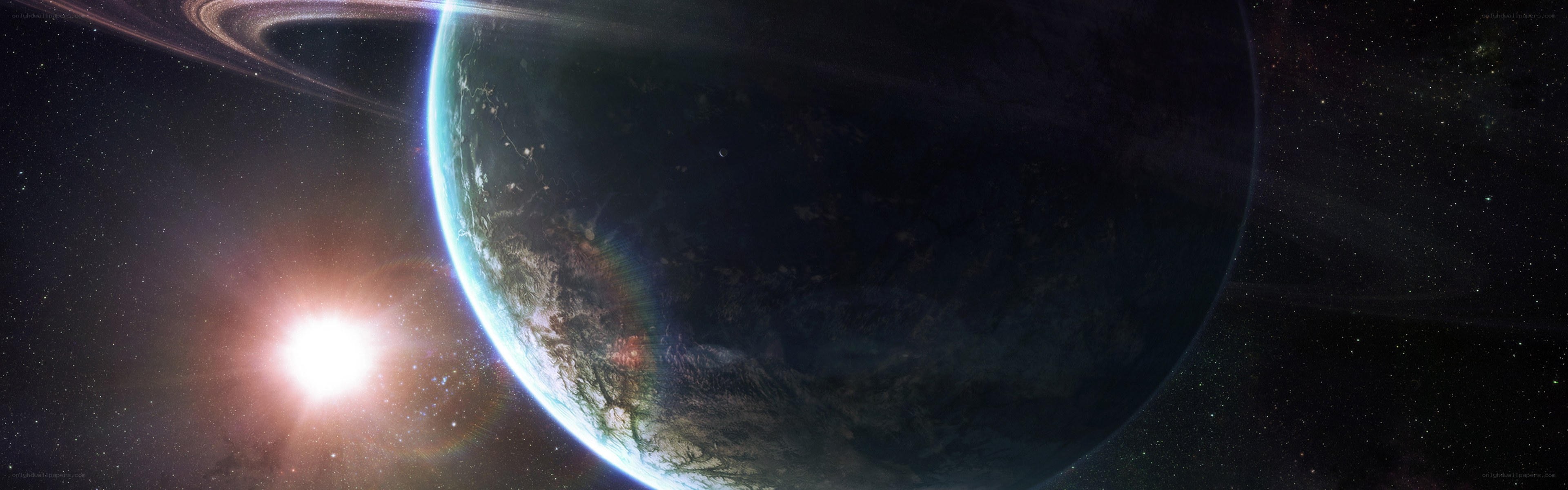 Planet with rings and star