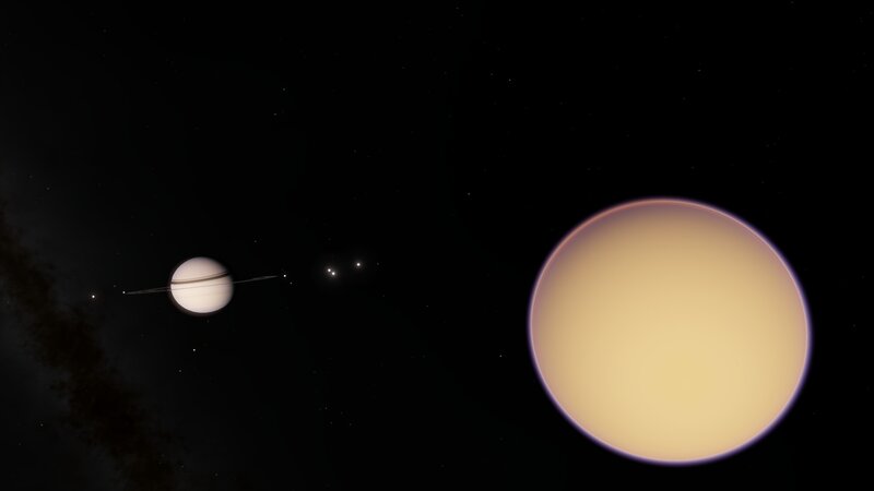 Planet with Rings — Black, Cosmic, Night, 3d Render, Stars