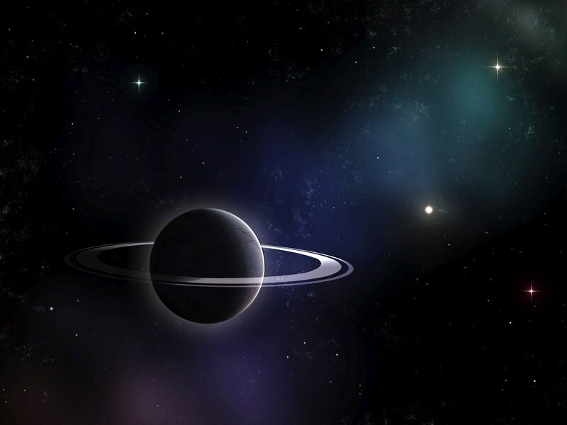 Planet with Rings — Black, Cosmic, Night