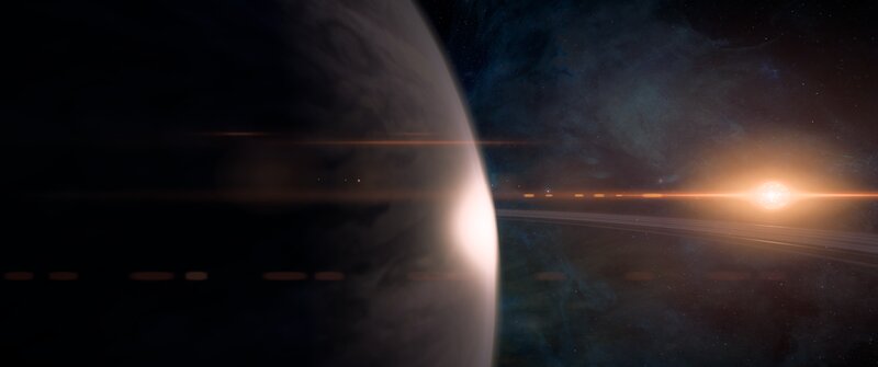 Planet with Rings — Black, Dramatic, Digital Art, Star, Space