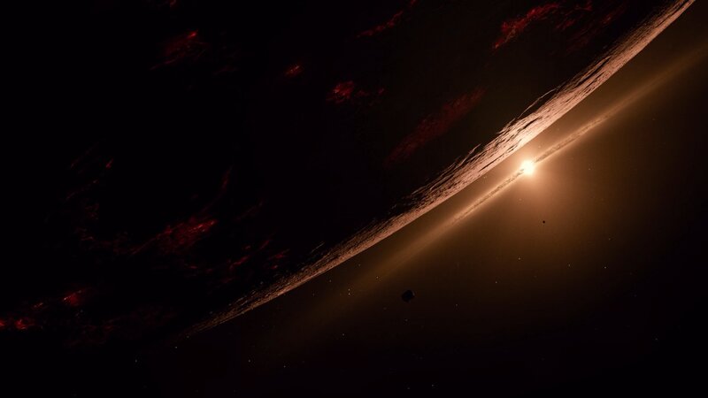 Planet with Rings — Black, Dramatic, Digital Art, Star