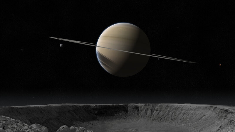 Planet with Rings — Black, Dramatic, Night, 3d Render