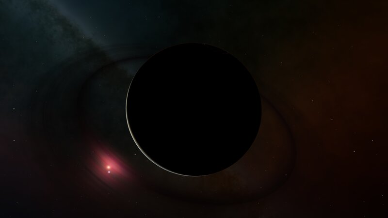 Planet with Rings — Black, Dramatic, Night, Digital Art, Star, Nebula