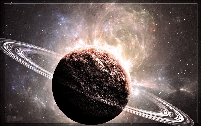 Planet with Rings — Black, Dramatic